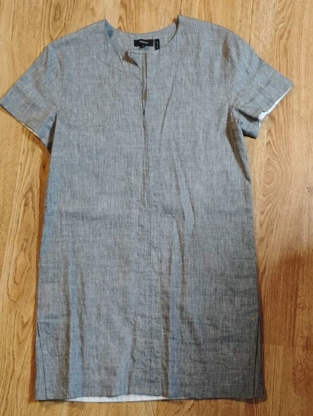 Theory Light Grey Short Sleeve Shift Dress